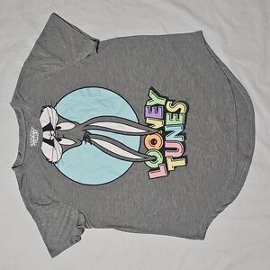 Looney Tunes Bugs Bunny Gray Graphic T-shirt Juniors Size XXL (19) Used
